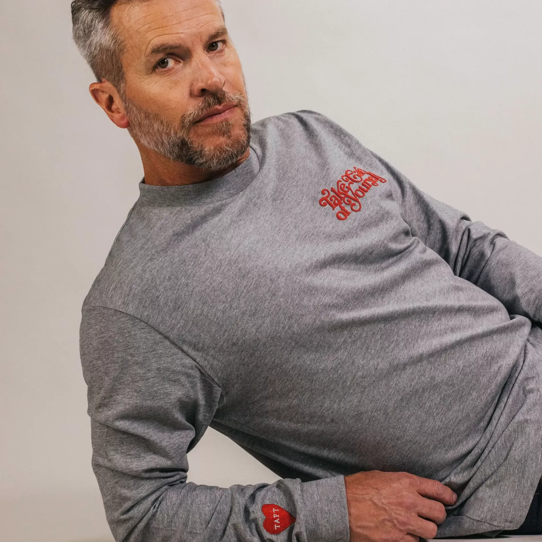 TAFT Mental Health Merch>Take Care Long Sleeve Shirt In Grey