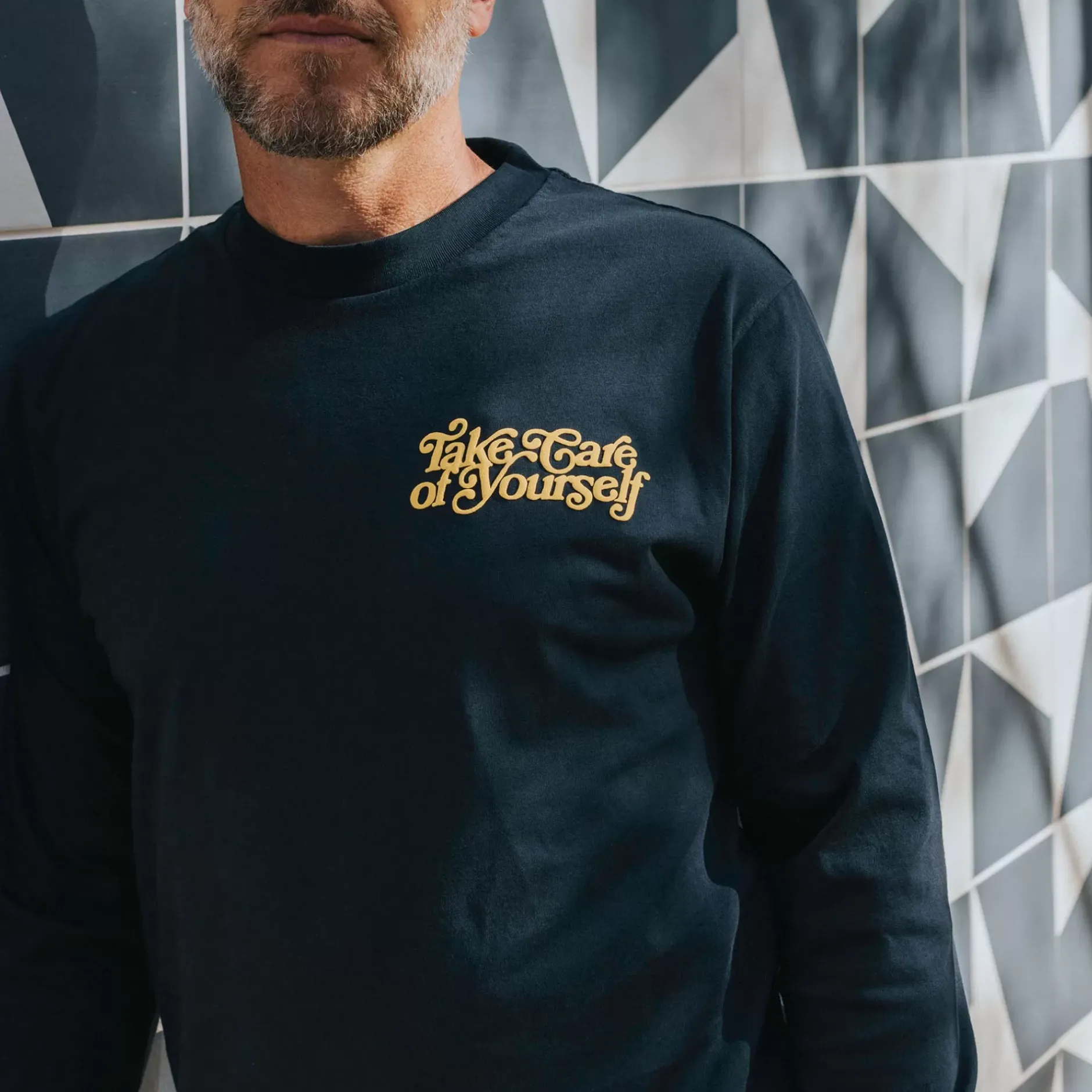 TAFT Mental Health Merch>Take Care Long Sleeve Shirt In Navy