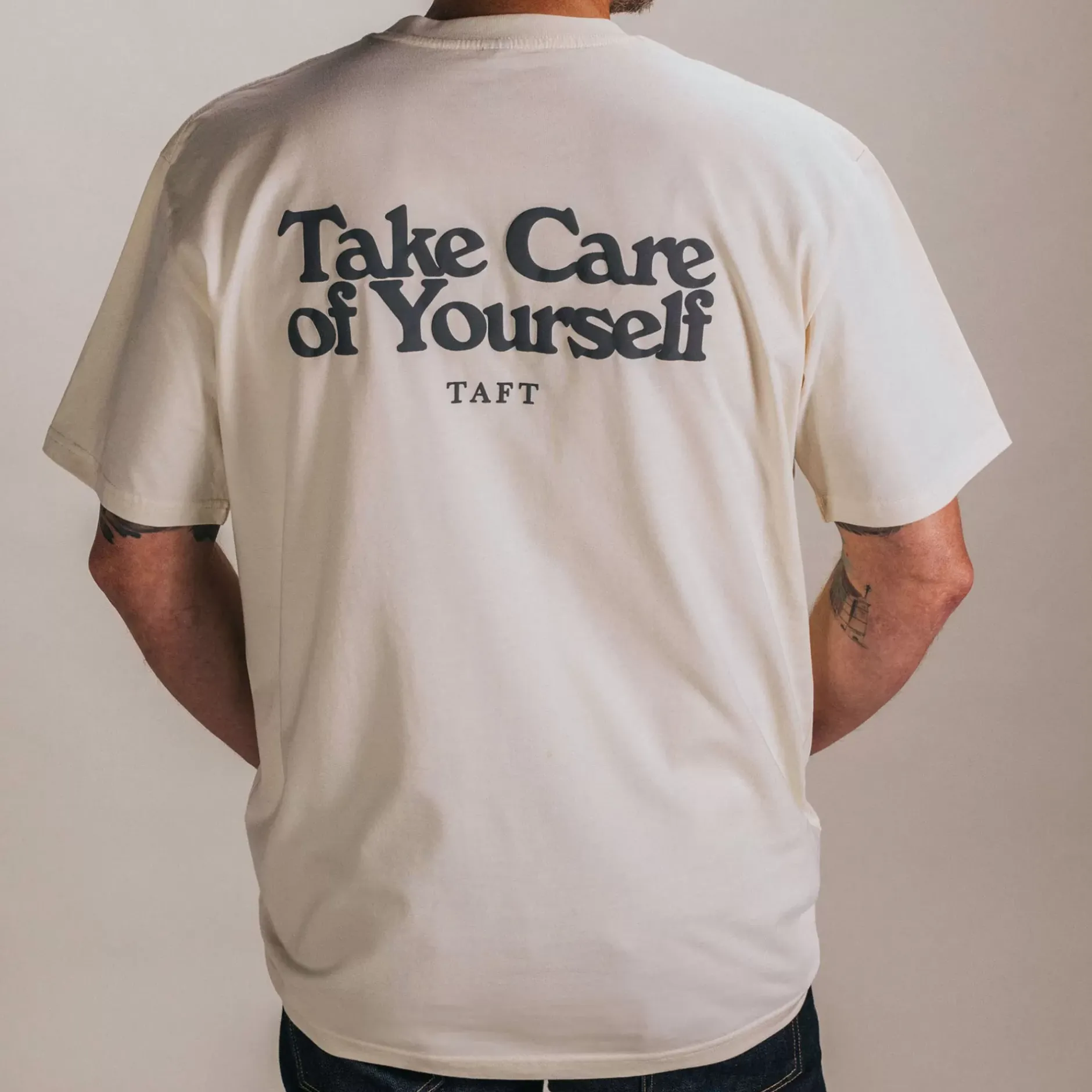 TAFT Mental Health Merch>Take Care T-Shirt In Ecru