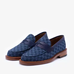 TAFT Loafers|Shoes>The Fitz Loafer In Blue Check - Blue Loafers |
