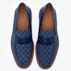 TAFT Loafers|Shoes>The Fitz Loafer In Blue Check - Blue Loafers |
