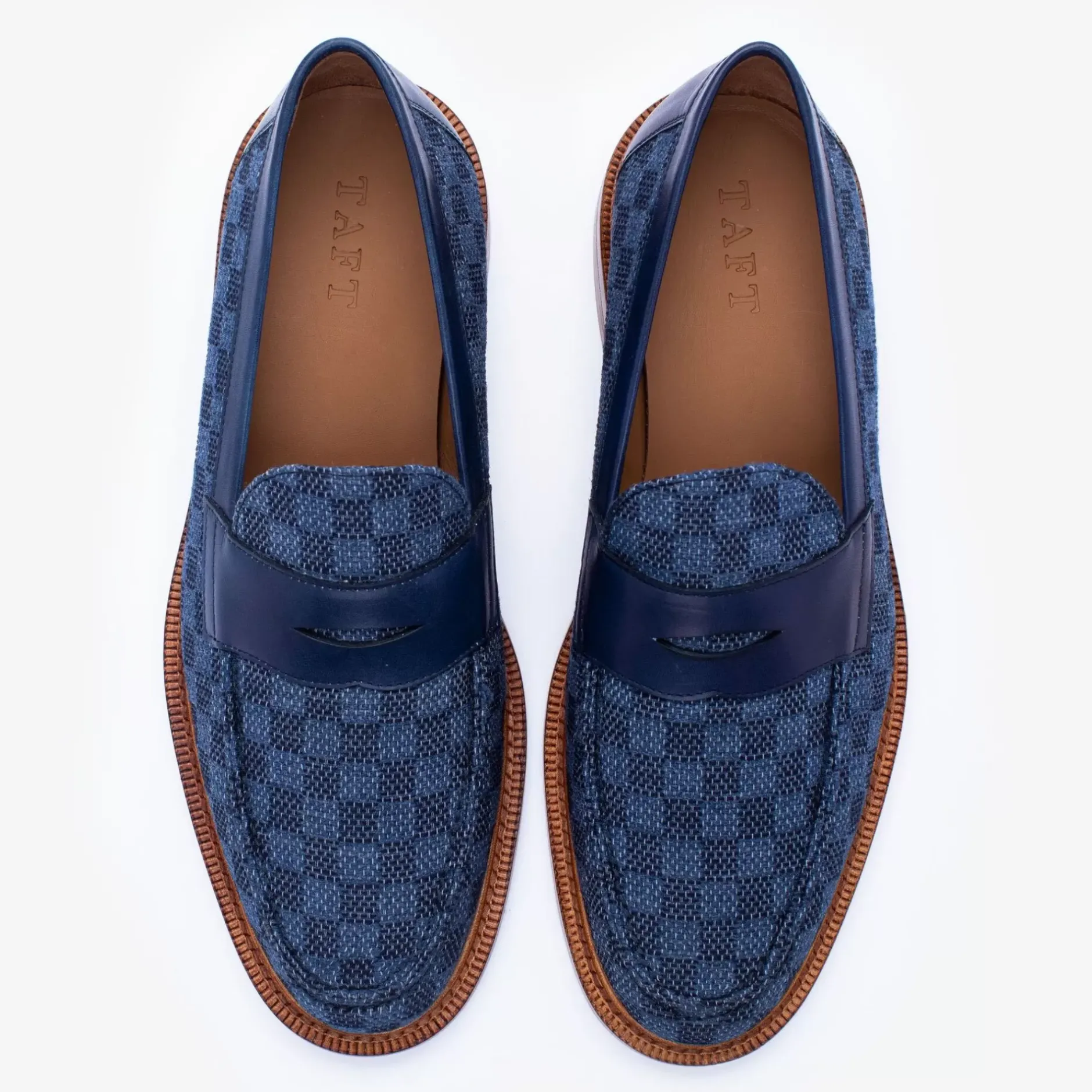 TAFT Loafers|Shoes>The Fitz Loafer In Blue Check - Blue Loafers |