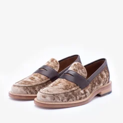 TAFT Loafers|Shoes>The Fitz Loafer In Champagne - Velvet Loafers |