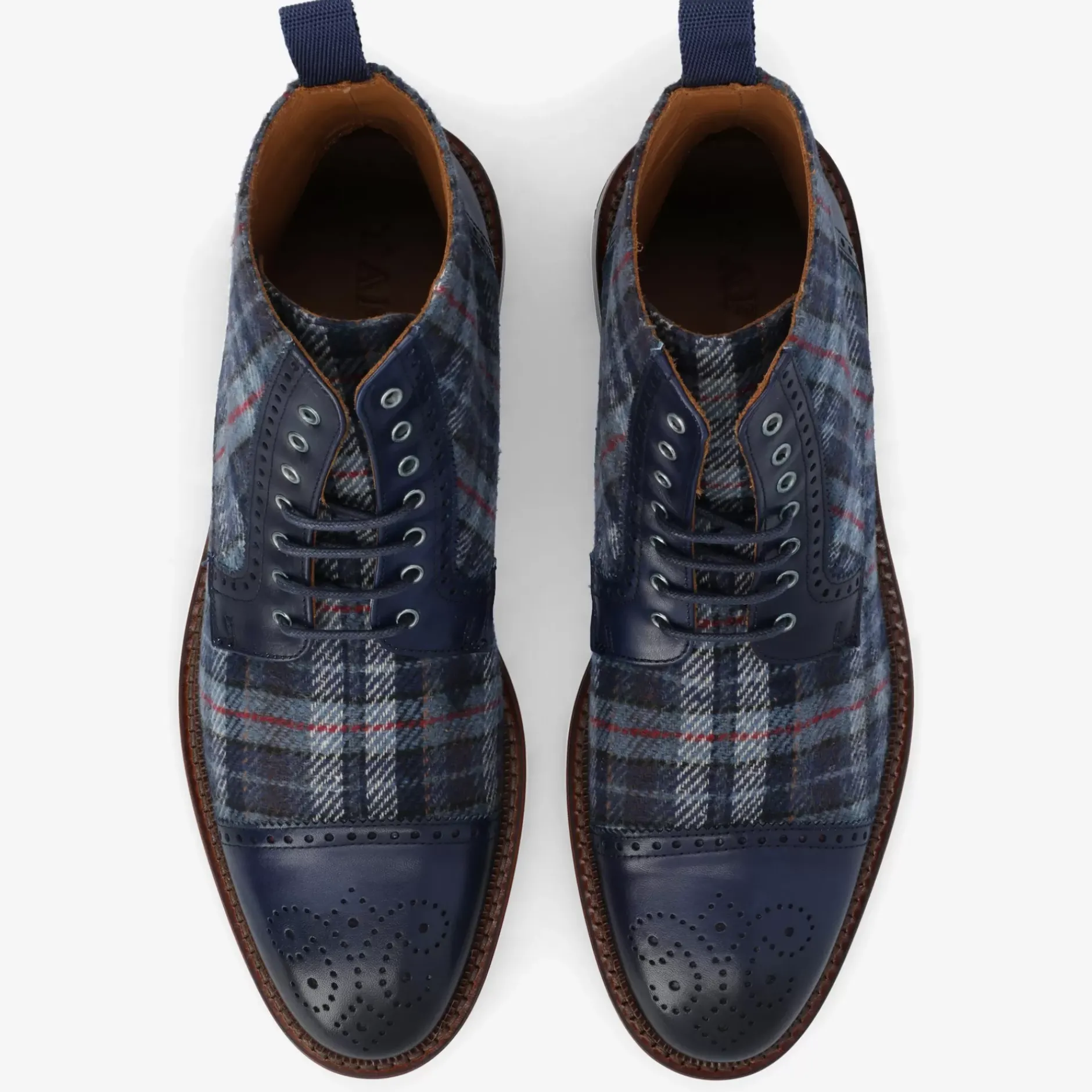 TAFT Boots>The Hamilton Boot In Blue Plaid |