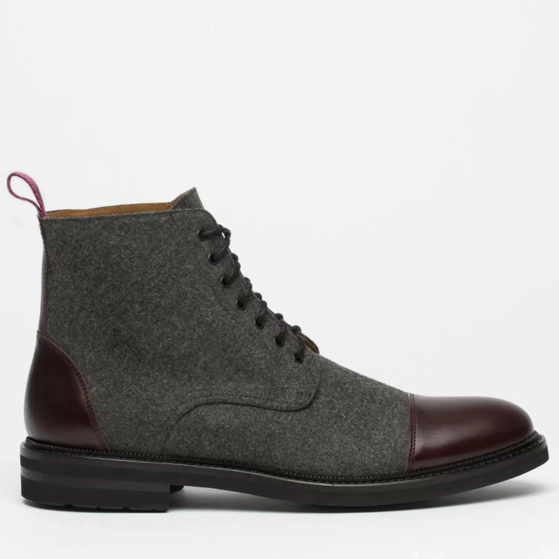 TAFT Boots>The Jack Boot - Grey / Oxblood Leather |