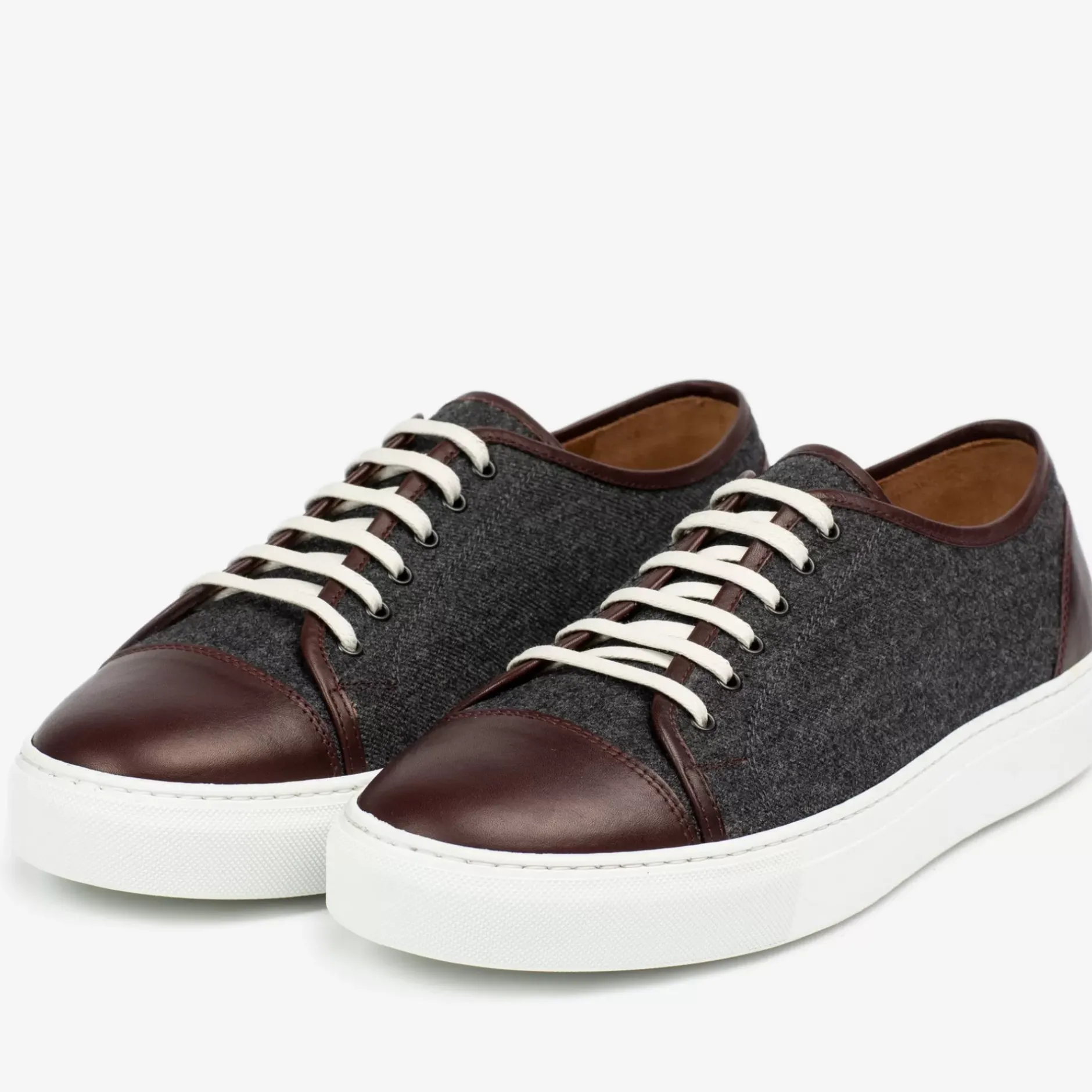 TAFT Sneakers>The Jack Sneaker In Grey/Oxblood - Wool Sneakers |