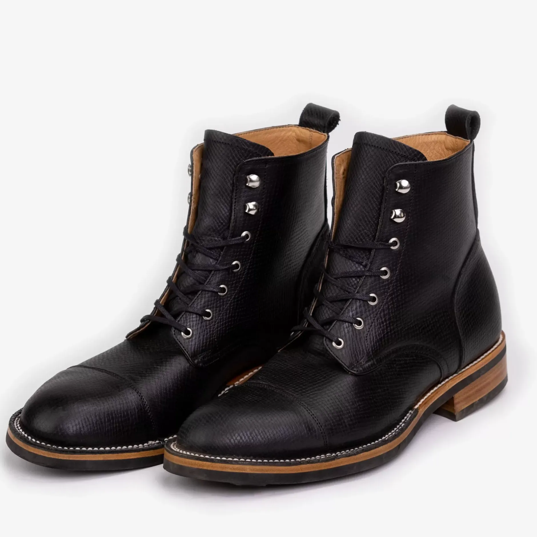 TAFT Taft Stitchdown|Boots>The Legacy Boot In Black Hatch - Reindeer Leather |