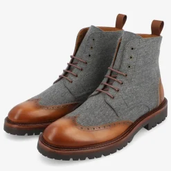 TAFT Boots>The Livingston Boot In Grey/Brown Wool Boots |
