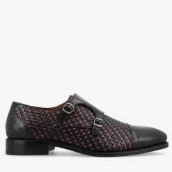 TAFT Shoes>The Lucca Double Monk Strap Shoe In Black Woven |