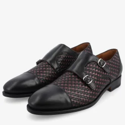 TAFT Shoes>The Lucca Double Monk Strap Shoe In Black Woven |