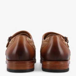 TAFT Shoes>The Lucca Monk Strap Shoe In Brown Woven |
