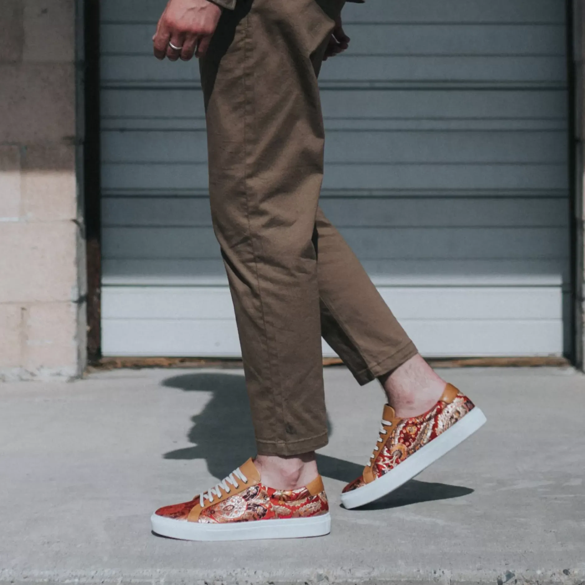 TAFT Sneakers>The Sneaker In Red Paisley - Unique Sneakers |