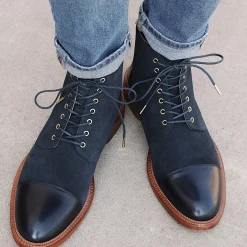TAFT Boots>The Troy Boot - Navy Suede Boots |