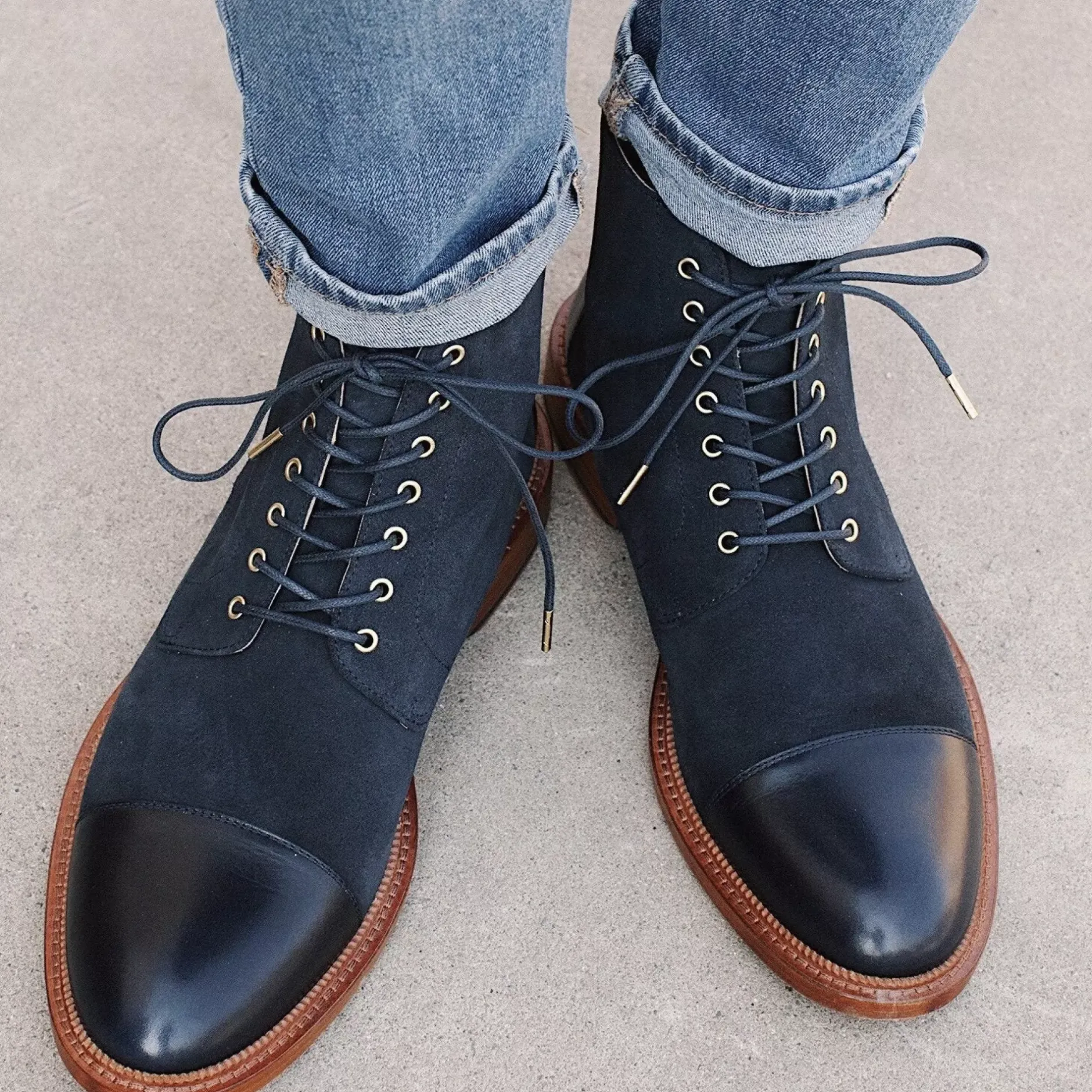 TAFT Boots>The Troy Boot - Navy Suede Boots |